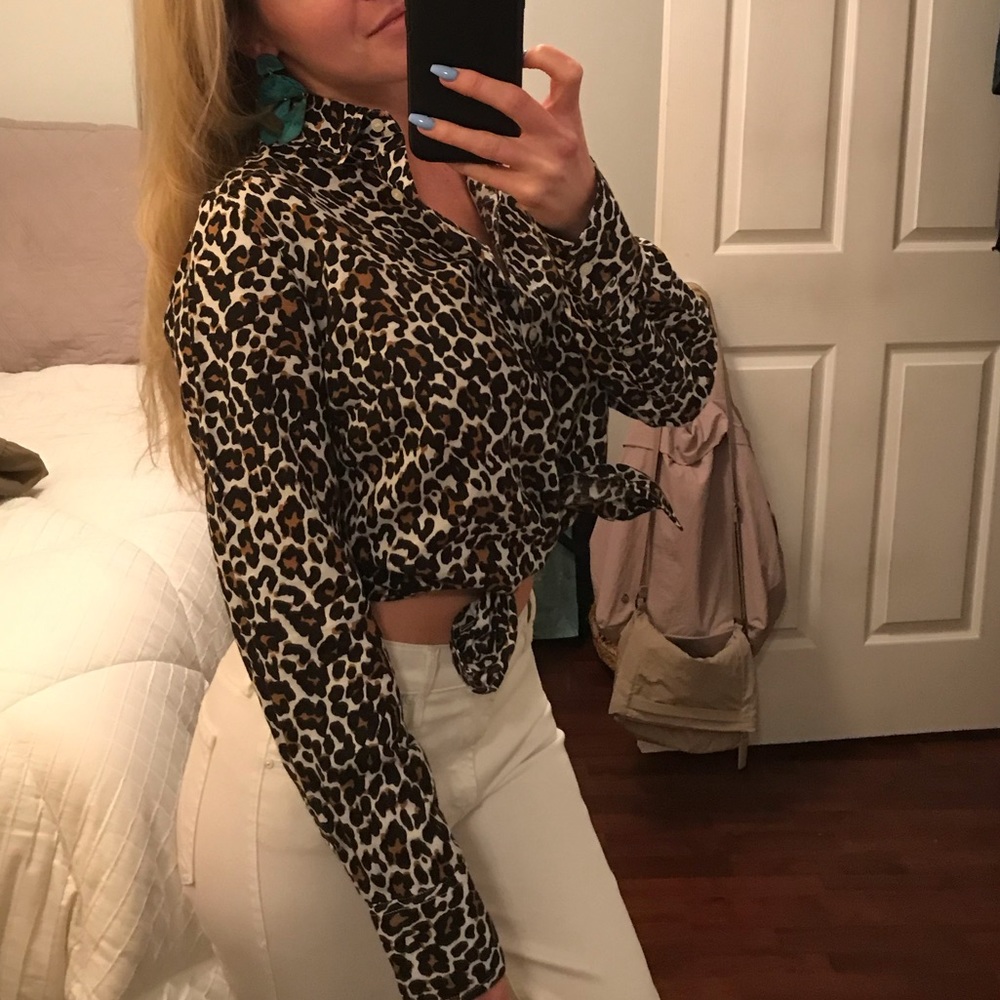 J Crew Animal Print Blouse boho blogger style